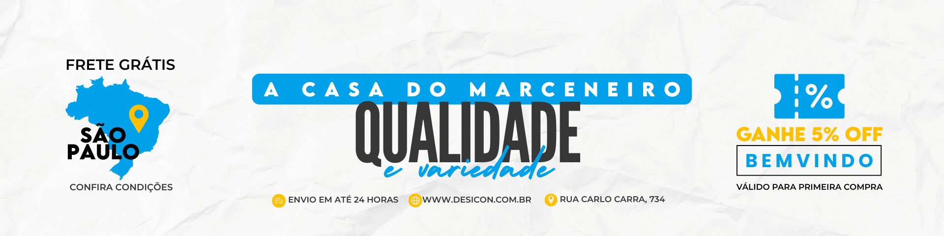 A casa do marceneiro: qualidade e variedade. Frete grátis para São Paulo, envio em até 24 horas e cupom BEMVINDO com 5% off na primeira compra
